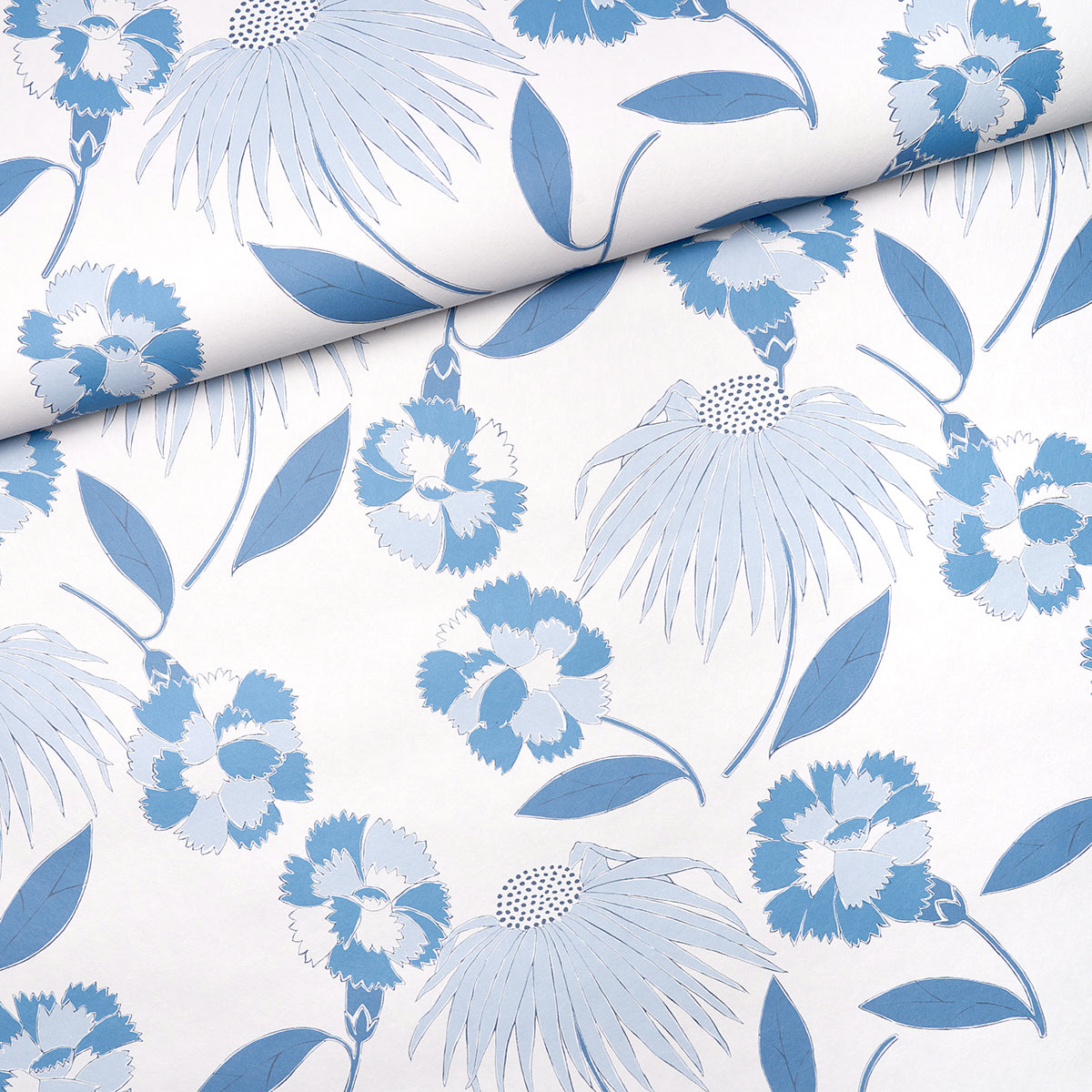 Schumacher Bouquet Toss Afternoon Blue Wallpaper