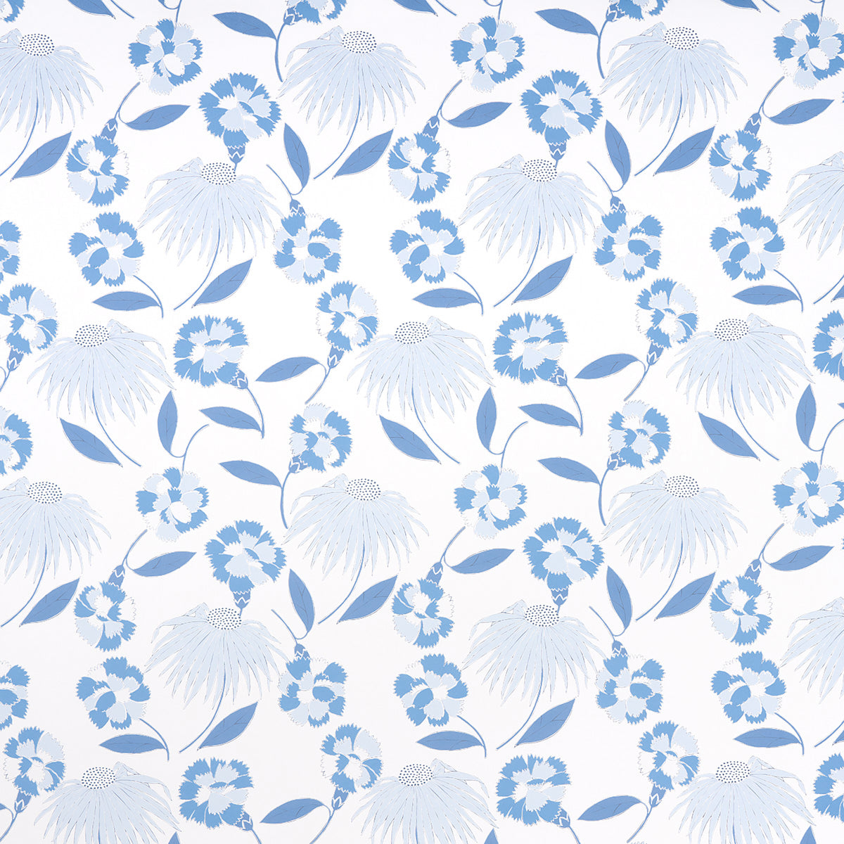 Schumacher Bouquet Toss Afternoon Blue Wallpaper
