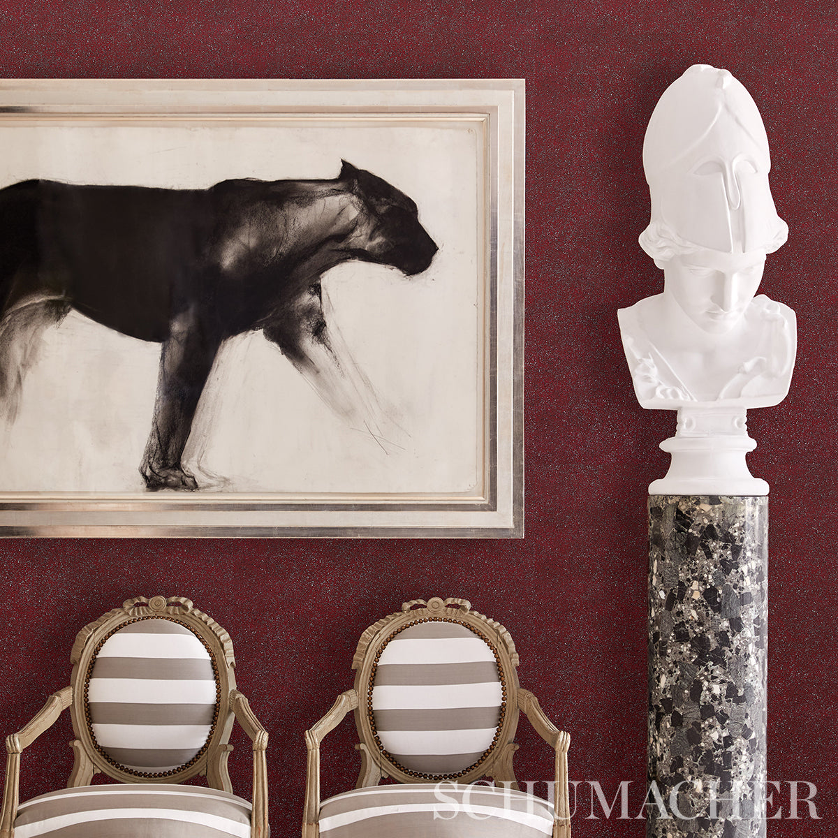 Schumacher Porphyry Red Wallpaper - Eade's Wallpaper