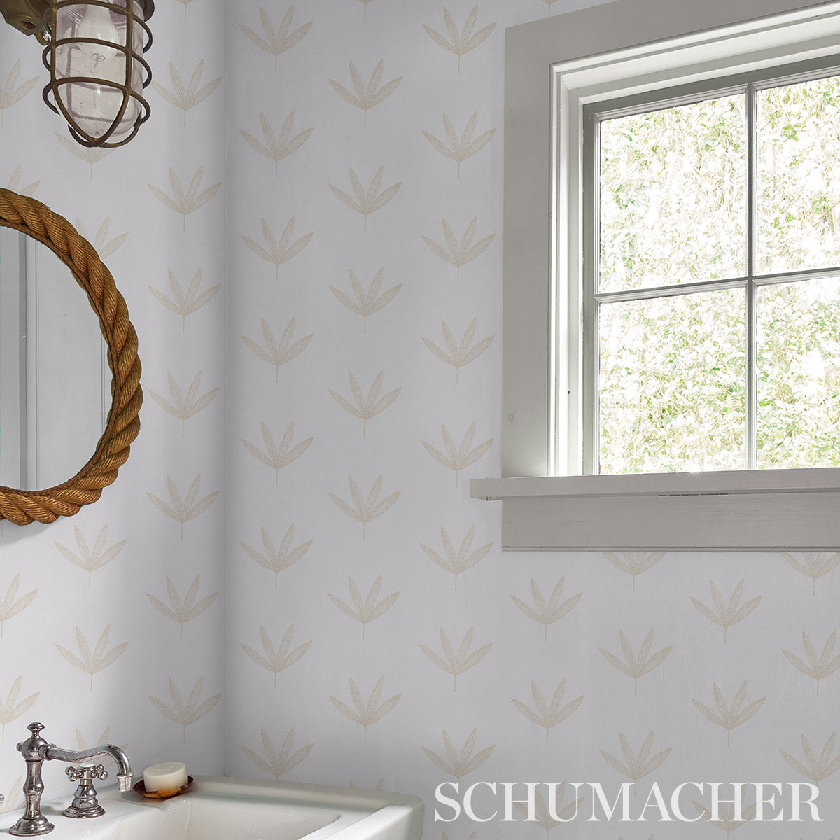 Schumacher Rue Sand Wallpaper - Eade's Wallpaper