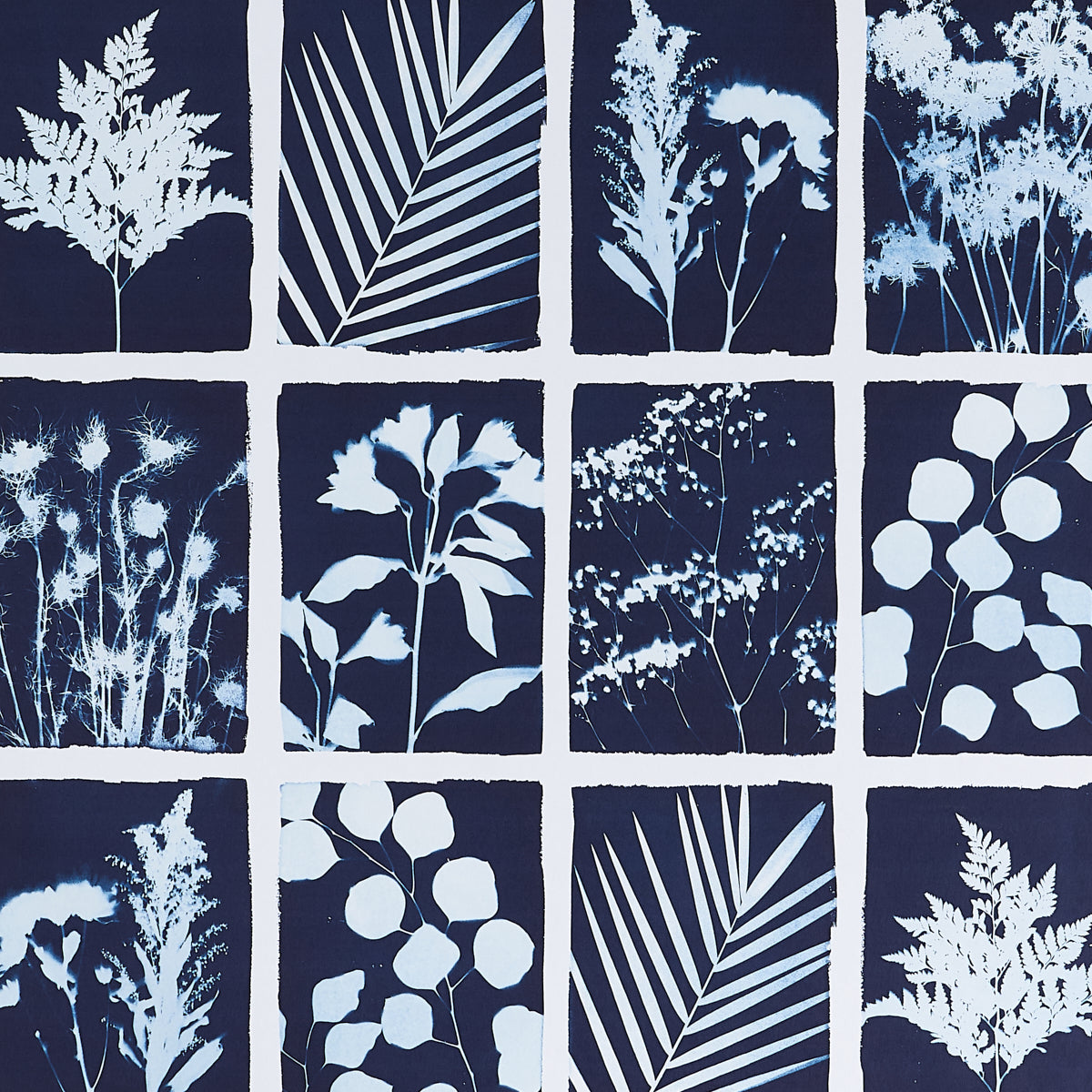 Schumacher Cyanotype Panel Indigo Wallpaper