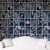 Schumacher Cyanotype Panel Indigo Wallpaper