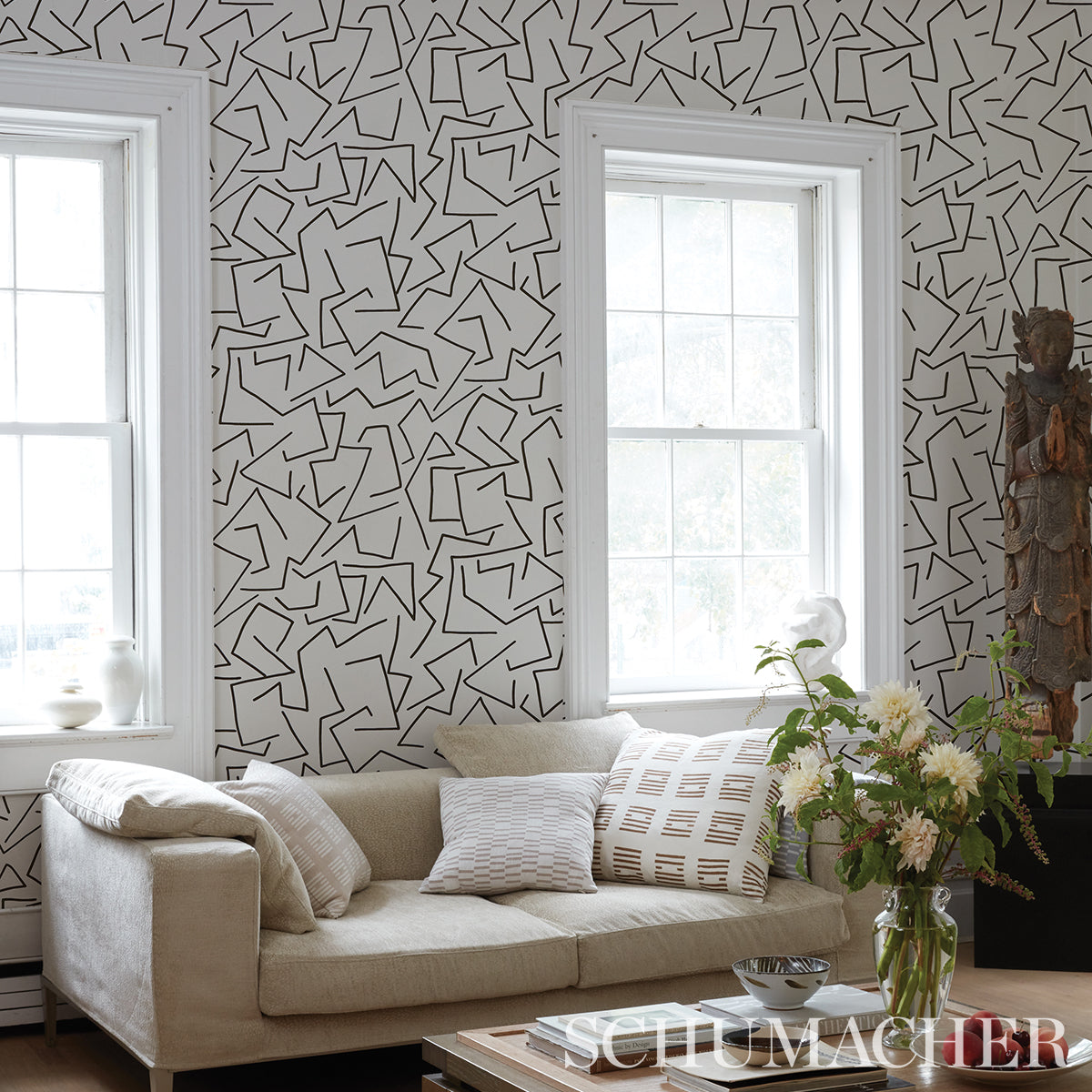 Schumacher Tangent Ivory Wallpaper - Eade's Wallpaper