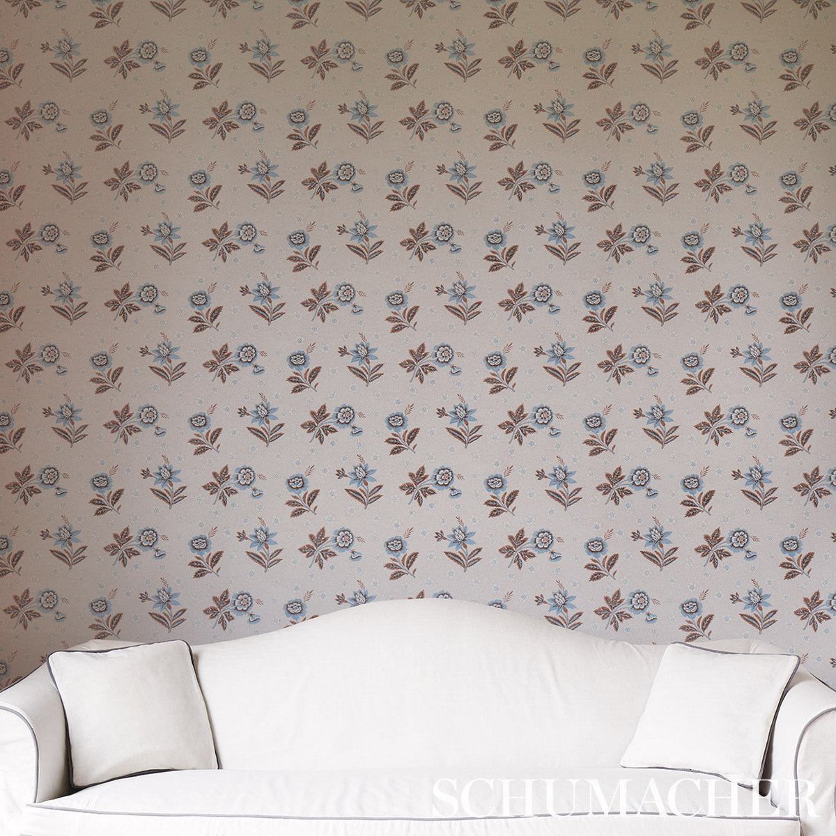 Schumacher Colline Delft & Sepia Wallpaper