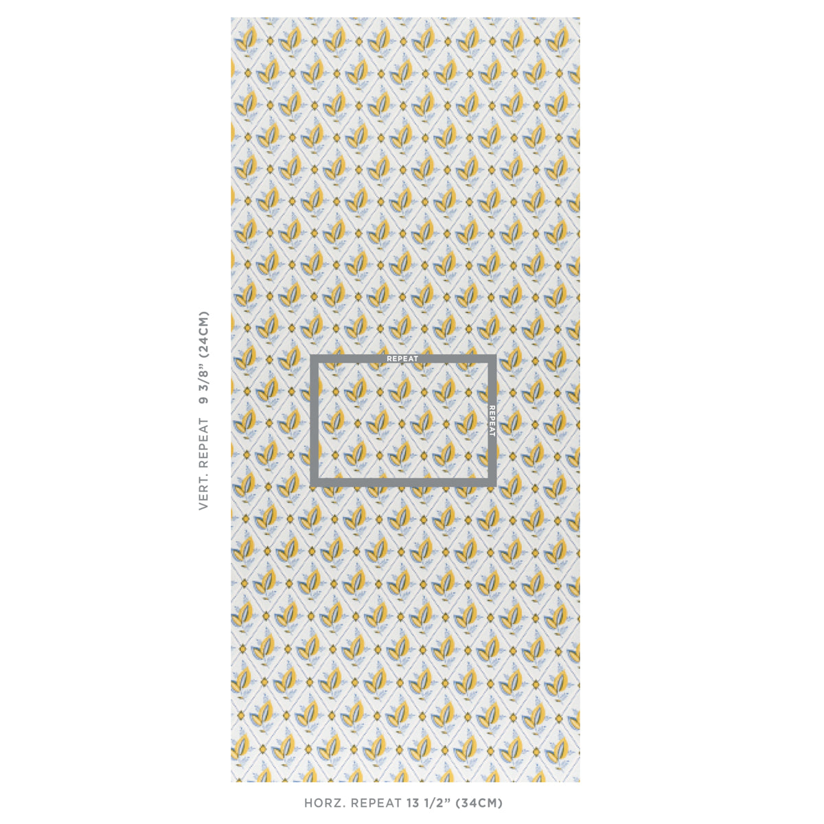 Schumacher Basile Trellis Yellow & Blue Wallpaper