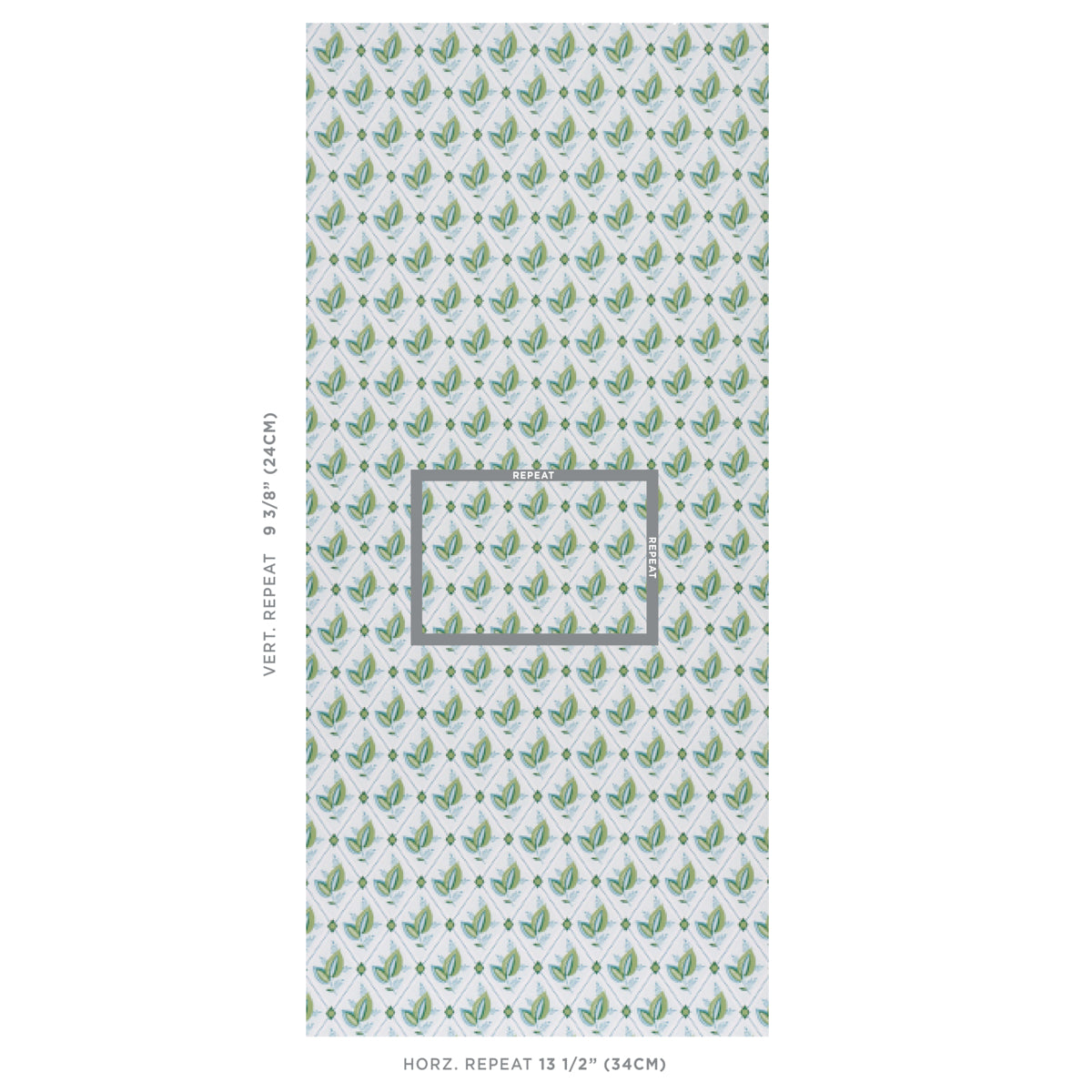 Schumacher Basile Trellis Leaf & Aqua Wallpaper