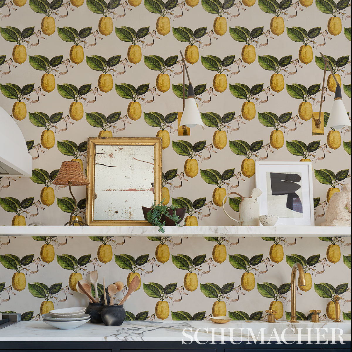 Schumacher Le Citron Natural Wallpaper - Eade's Wallpaper
