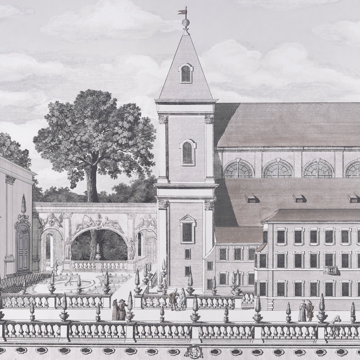 Schumacher Piazza Firenze Panel Set Grisaille Wallpaper - Eade's Wallpaper