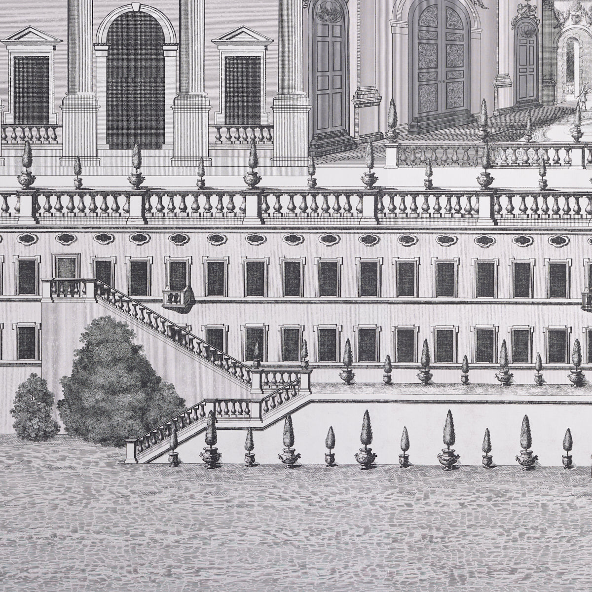 Schumacher Piazza Firenze Panel Set Grisaille Wallpaper - Eade's Wallpaper