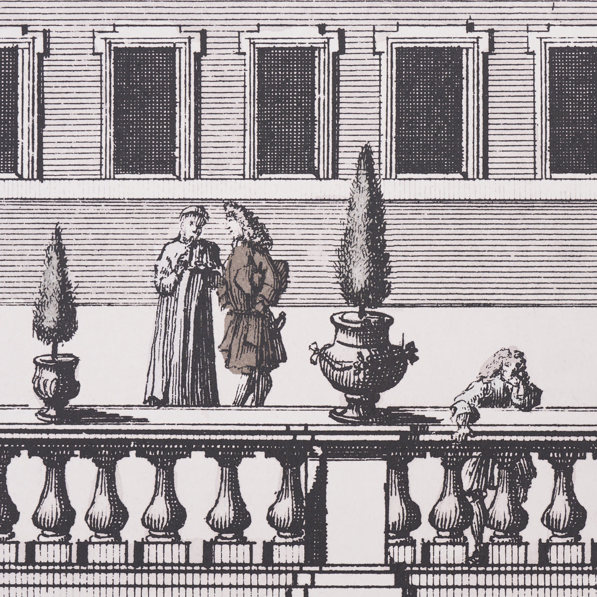 Schumacher Piazza Firenze Panel Set Grisaille Wallpaper - Eade's Wallpaper