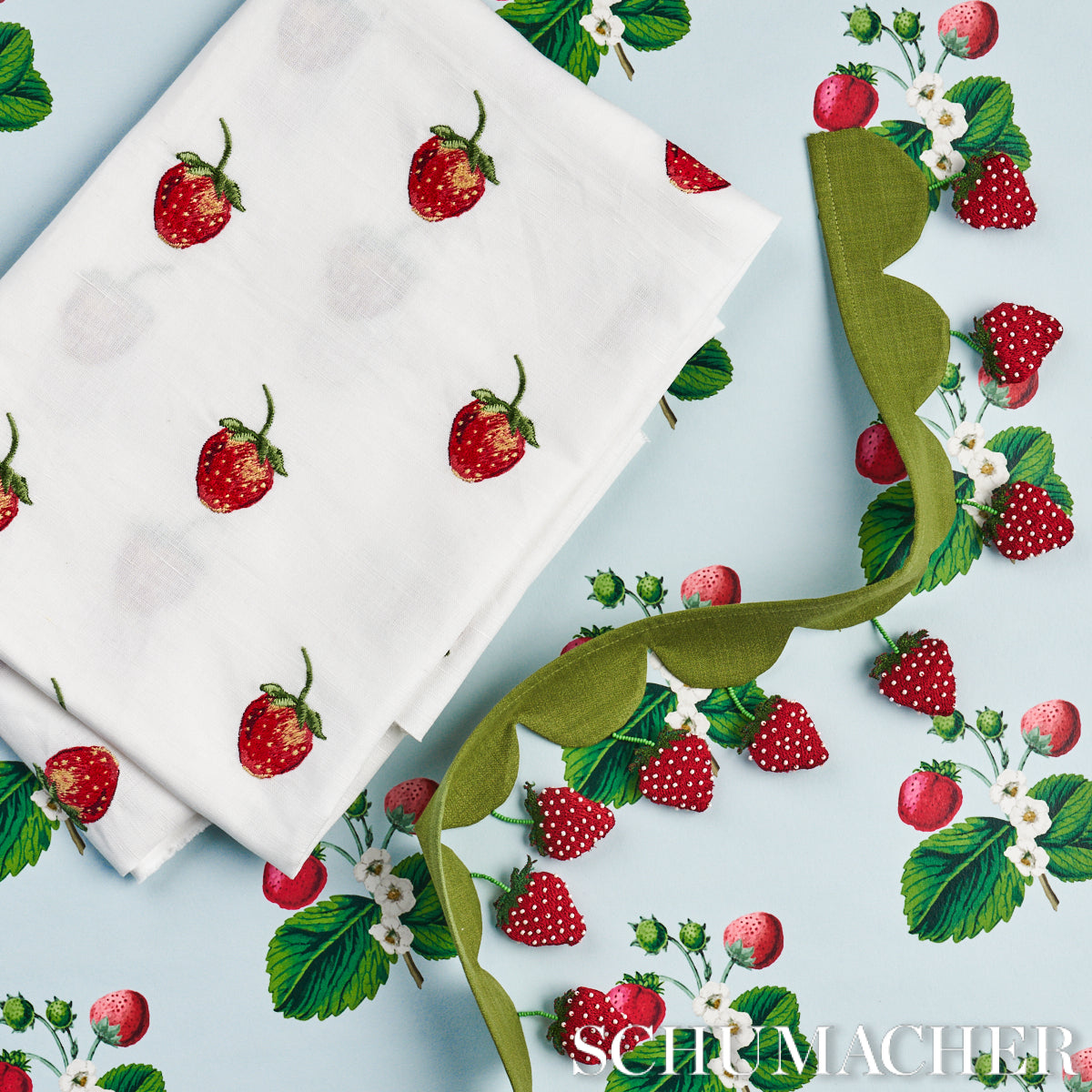 Schumacher Strawberry Hill Blue Wallpaper - Eade's Wallpaper