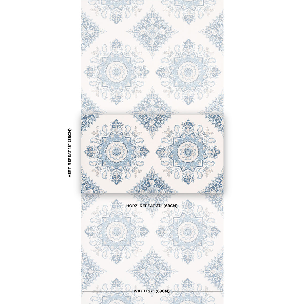 Schumacher Montecito Medallion China Blue Wallpaper - Eade's Wallpaper