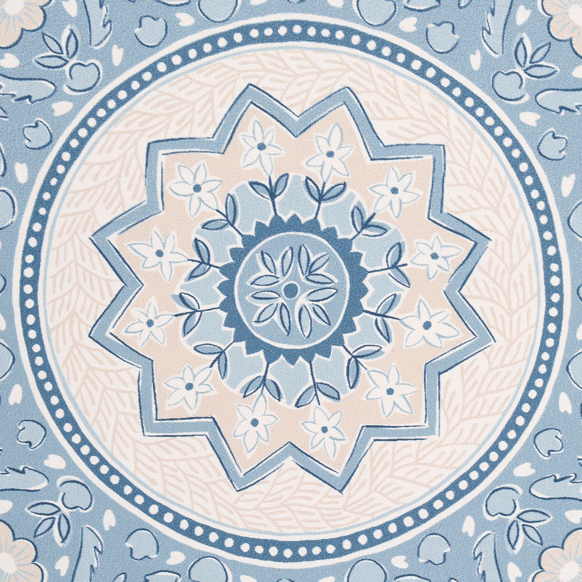 Schumacher Montecito Medallion China Blue Wallpaper - Eade's Wallpaper