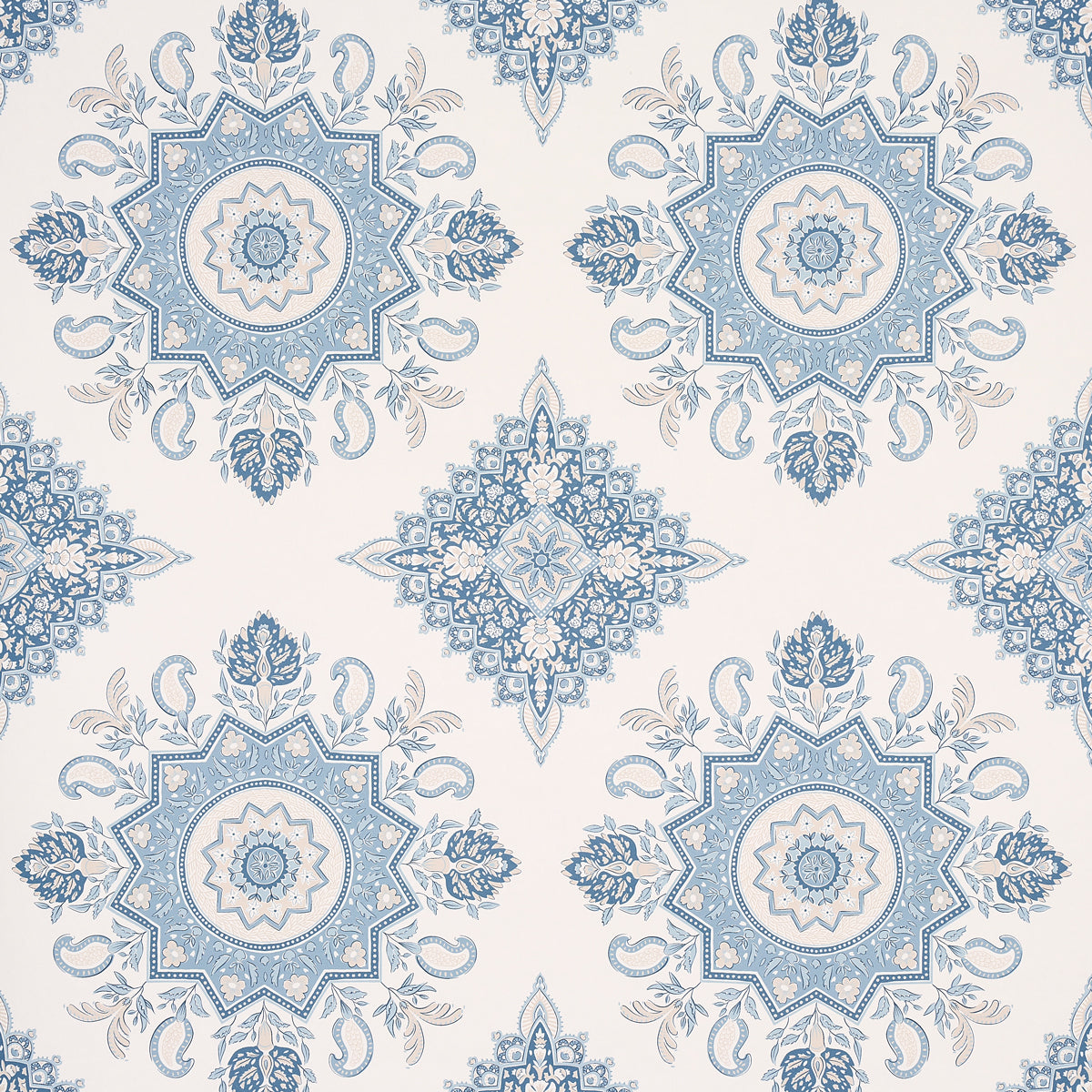 Schumacher Montecito Medallion China Blue Wallpaper - Eade's Wallpaper
