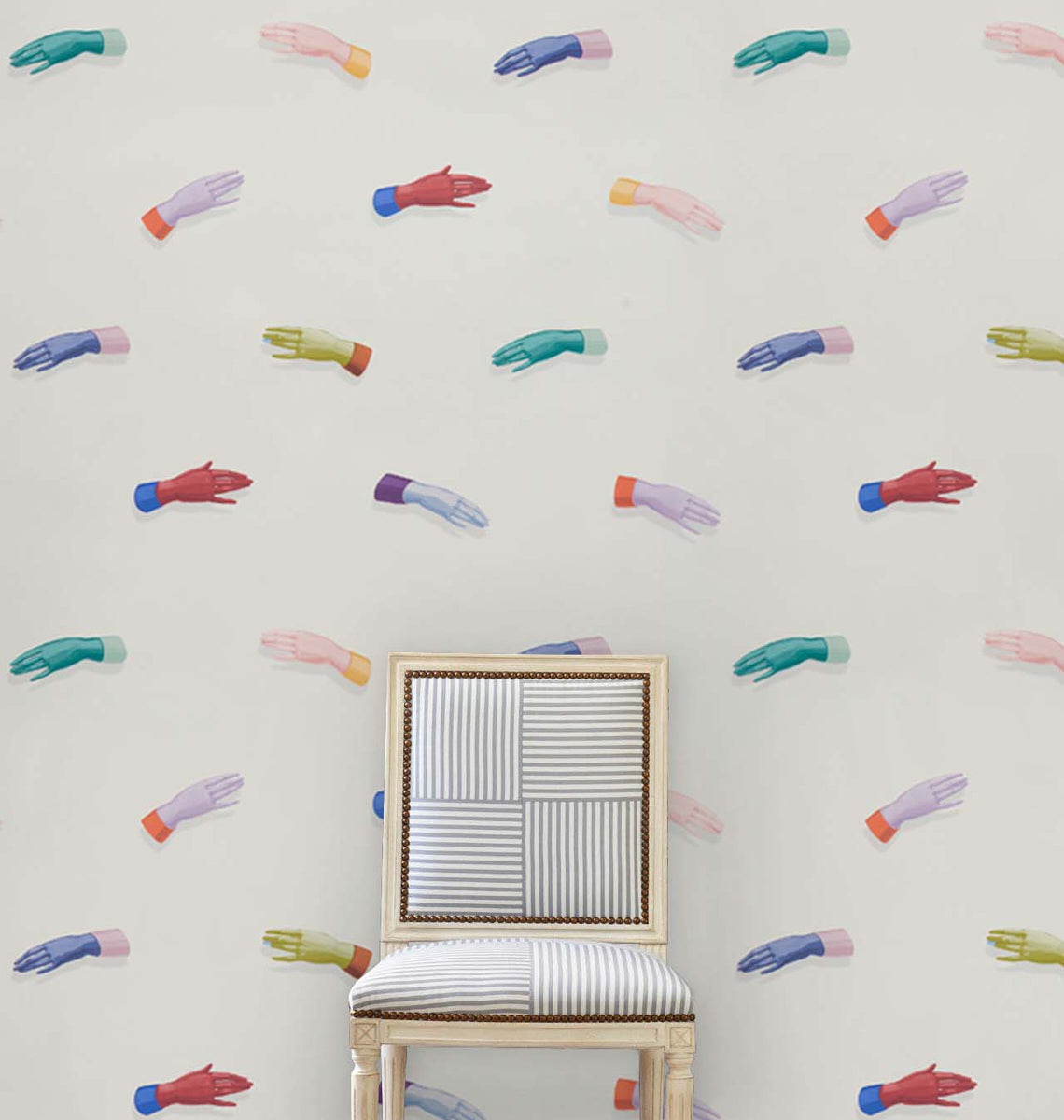 Schumacher Manos Multi On Ivory Wallpaper - Eade's Wallpaper