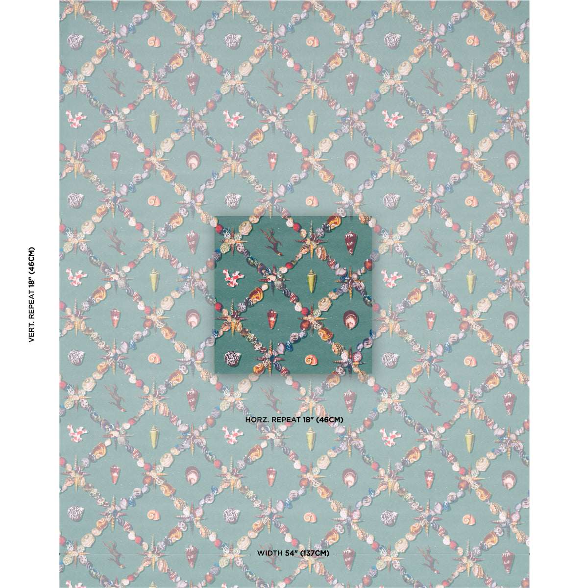 Schumacher Grotto Treillage Multi On Teal Wallpaper