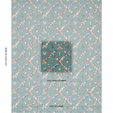 Schumacher Grotto Treillage Multi On Teal Wallpaper