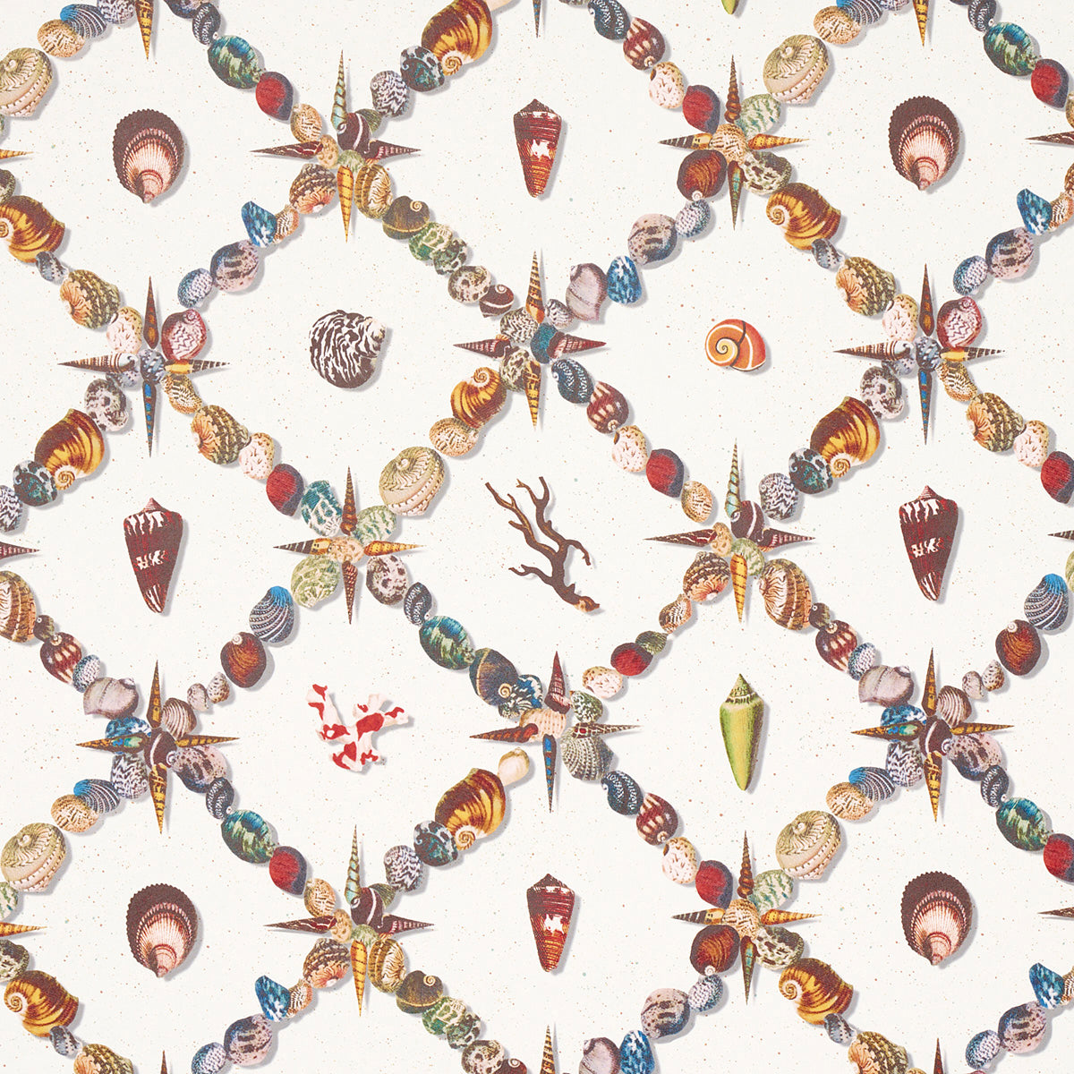 Schumacher Grotto Treillage Multi On Ivory Wallpaper