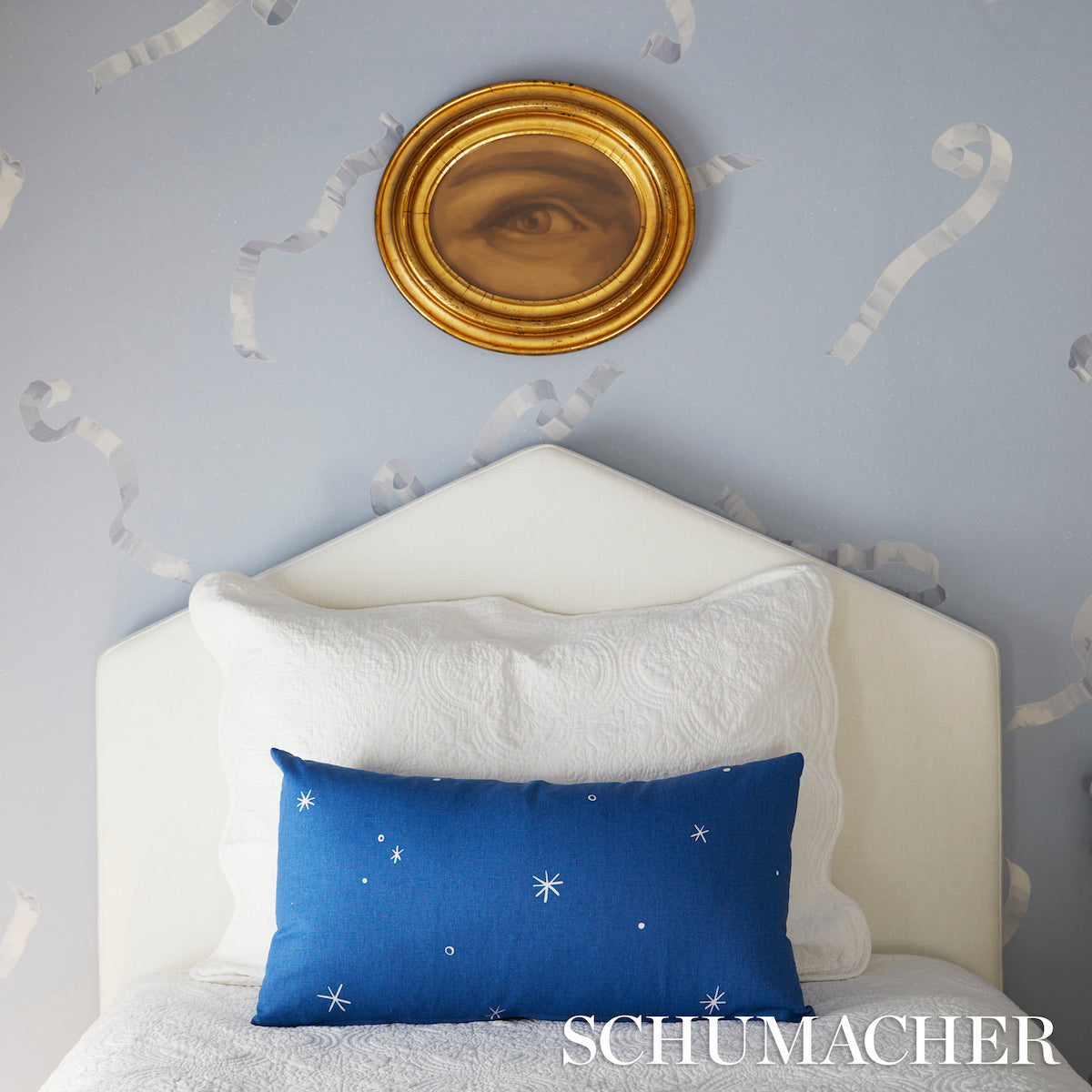 Schumacher Beth Blue Wallpaper