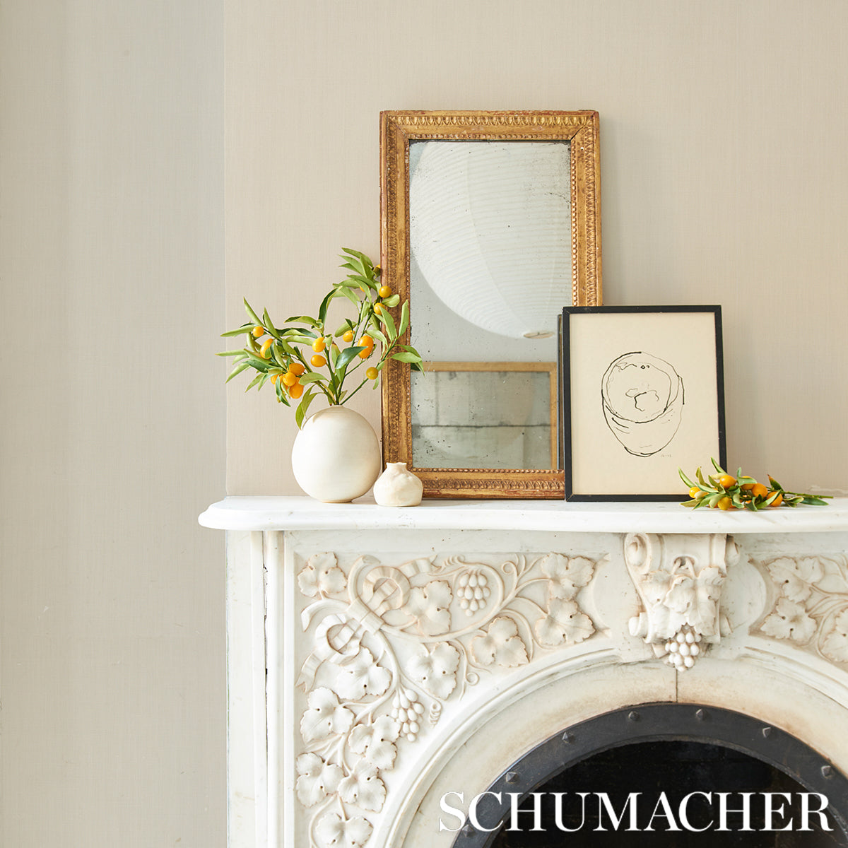 Schumacher Performance Linen Wallcovering Oyster Wallpaper - Eade's Wallpaper