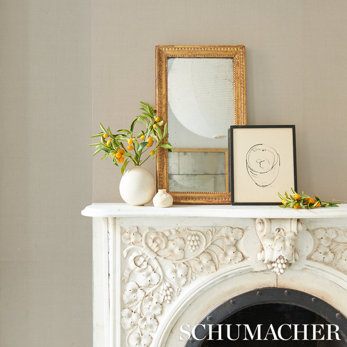 Schumacher Performance Linen Wallcovering Parchment Wallpaper - Eade's Wallpaper