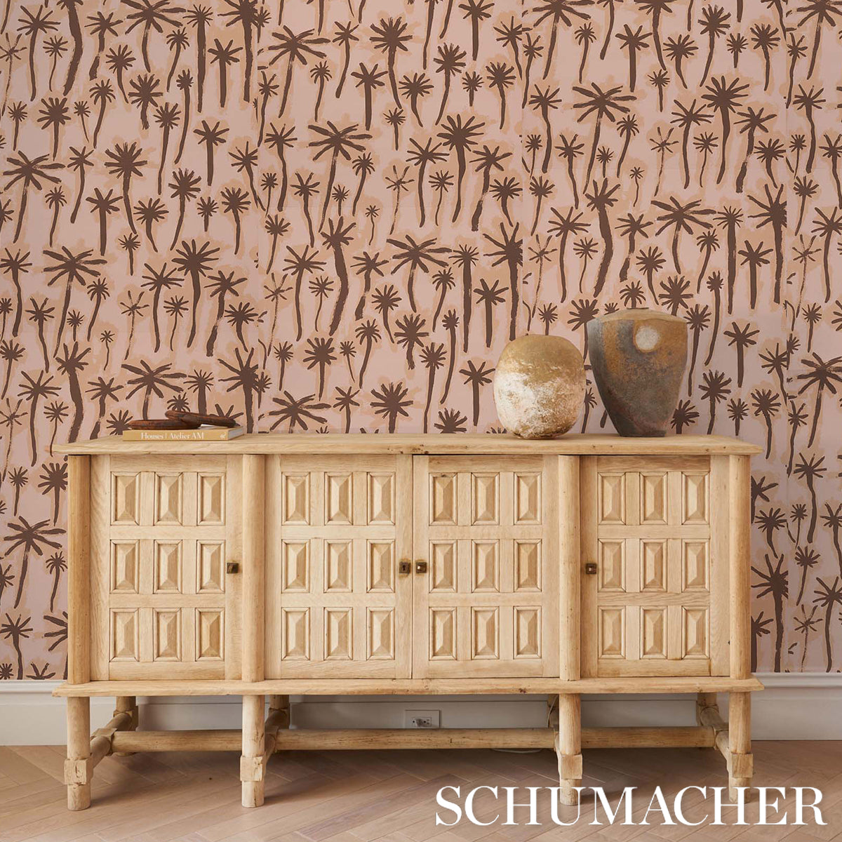 Schumacher Palmitas Coral Wallpaper - Eade's Wallpaper