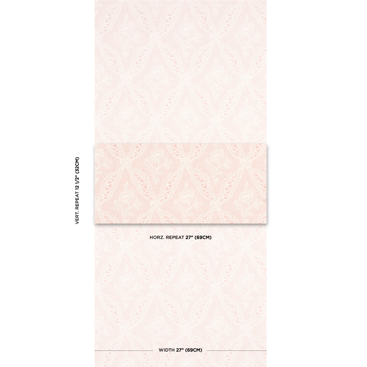 Schumacher Cosette Lace Blush Wallpaper