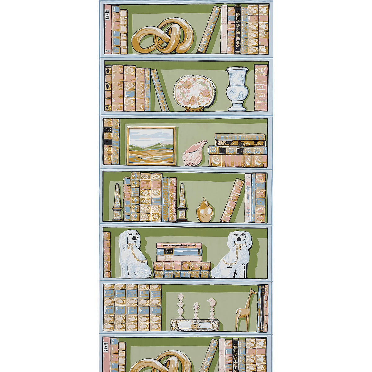 Schumacher Natalie’S Library Celadon Wallpaper - Eade's Wallpaper