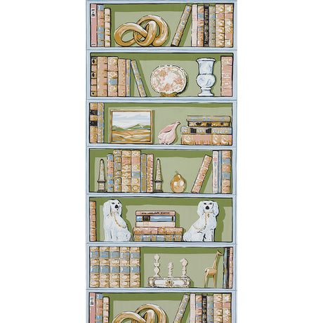 Schumacher Natalie’S Library Celadon Wallpaper - Eade's Wallpaper