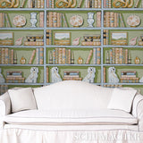 Schumacher Natalie’S Library Celadon Wallpaper - Eade's Wallpaper
