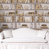 Schumacher Natalie’S Library Mocha Wallpaper - Eade's Wallpaper