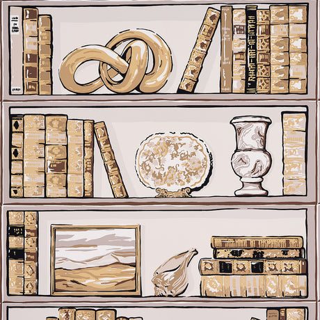 Schumacher Natalie’S Library Mocha Wallpaper - Eade's Wallpaper