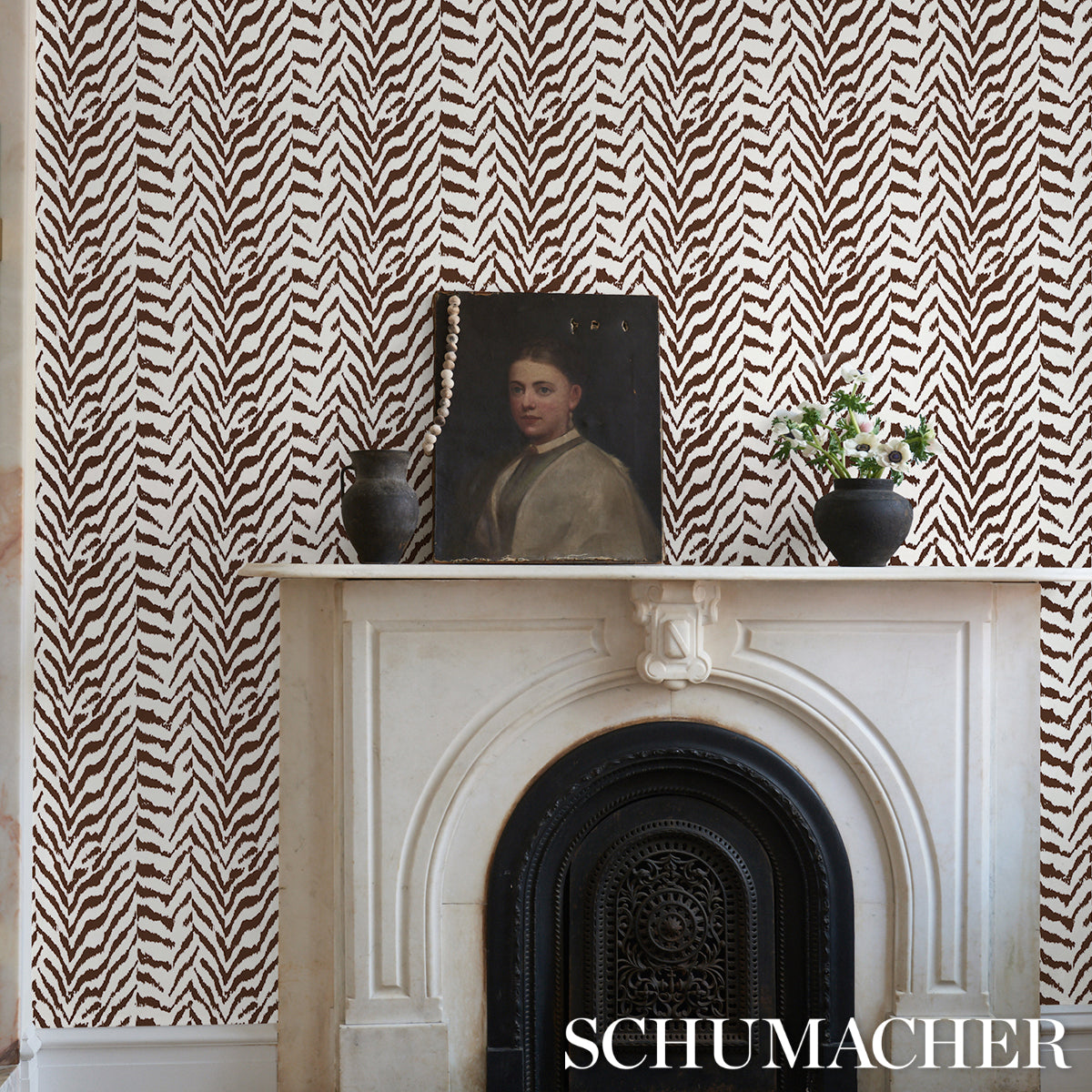 Schumacher Quincy Cocoa Wallpaper - Eade's Wallpaper