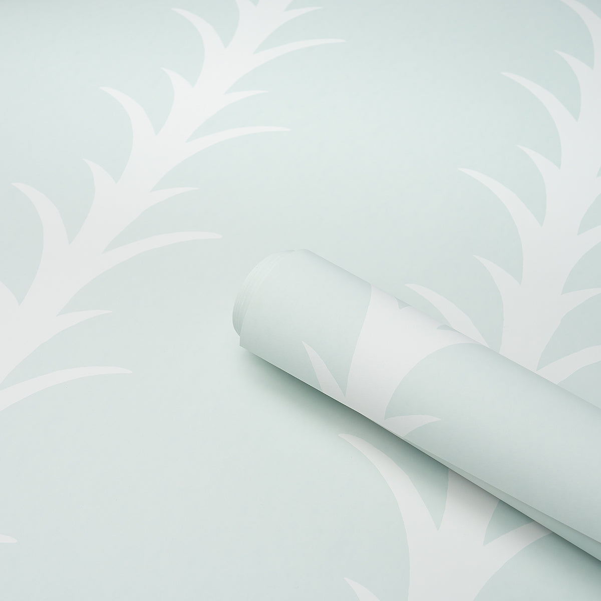 Schumacher Acanthus Stripe Ivory On Mineral Wallpaper