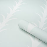 Schumacher Acanthus Stripe Ivory On Mineral Wallpaper