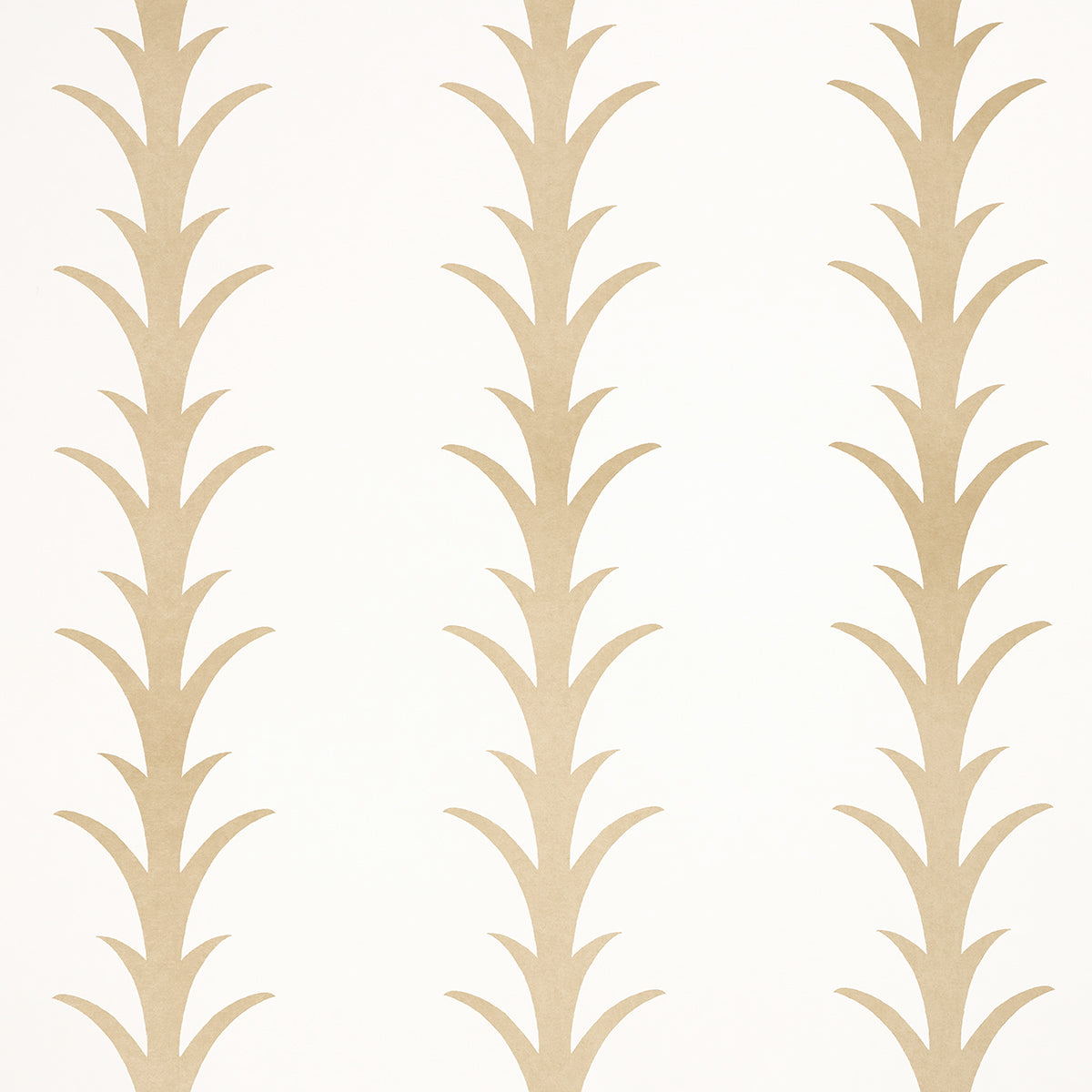 Schumacher Acanthus Stripe Gold On Ivory Wallpaper