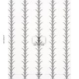 Schumacher Acanthus Stripe Carbon On Ivory Wallpaper