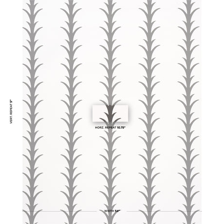 Schumacher Acanthus Stripe Carbon On Ivory Wallpaper
