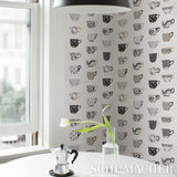 Schumacher Onie'S Teacups Ink Wallpaper - Eade's Wallpaper
