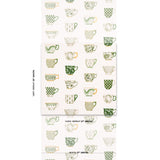 Schumacher Onie'S Teacups Spring Green Wallpaper - Eade's Wallpaper