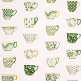 Schumacher Onie'S Teacups Spring Green Wallpaper - Eade's Wallpaper