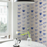 Schumacher Onie'S Teacups Porcelin Wallpaper - Eade's Wallpaper
