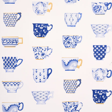 Schumacher Onie'S Teacups Porcelin Wallpaper - Eade's Wallpaper