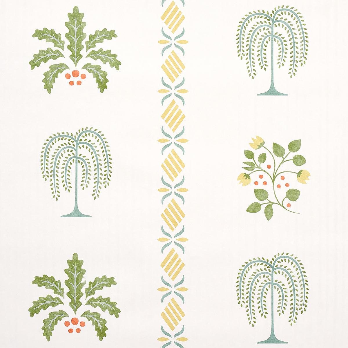 Schumacher Willard House Stencil Green Wallpaper