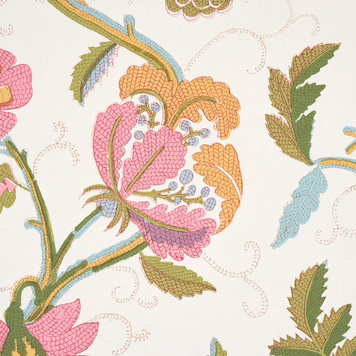 Schumacher 5014861 INDALI in PINK & LEAF Wallpaper - SCHUMAC