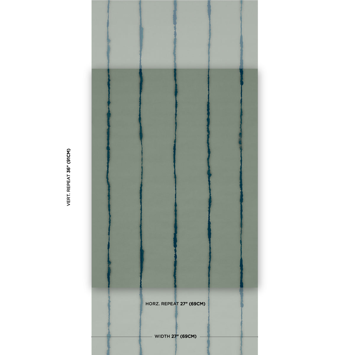 Schumacher Ephemera Teal Gray Wallpaper
