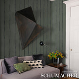 Schumacher Ephemera Teal Gray Wallpaper