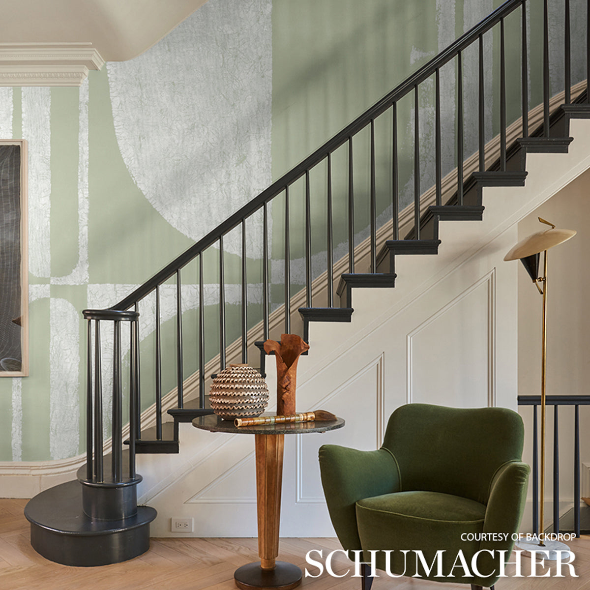 Schumacher The Cloisters Panel Set Soft Green Wallpaper - Eade's Wallpaper