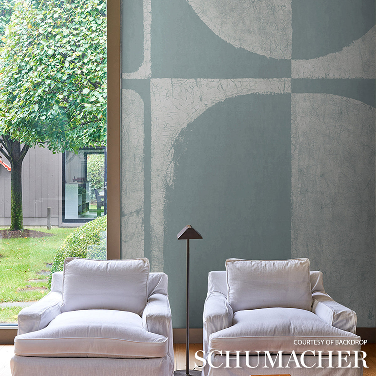 Schumacher The Cloisters Panel Set Soft Blue Wallpaper - Eade's Wallpaper