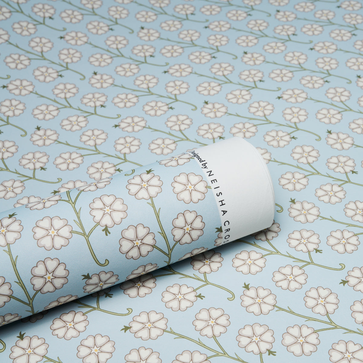 Schumacher Gardenia Egg Blue Wallpaper